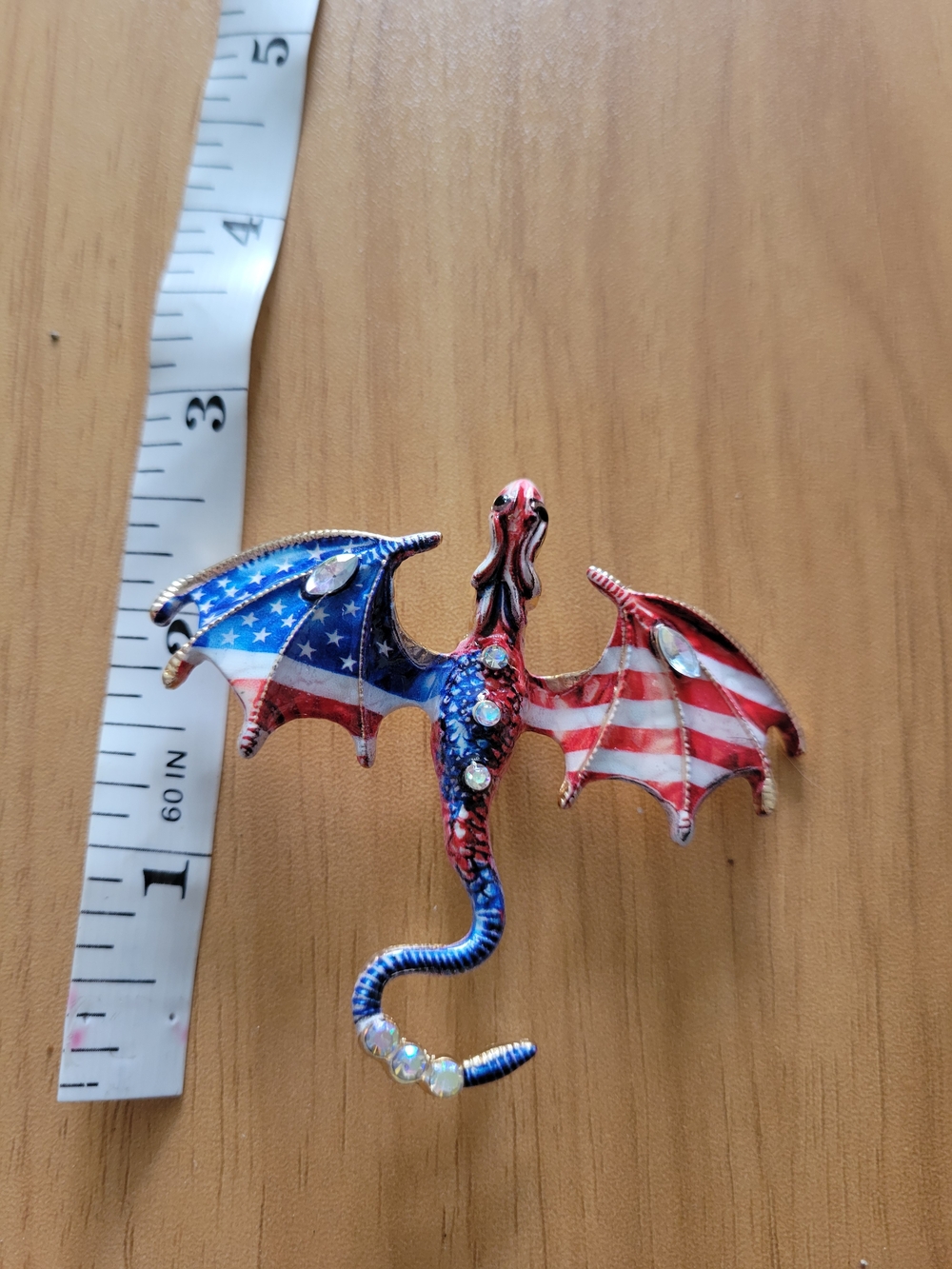 🧋NEW🧋Patriotic Dragon Flag Brooch - Red, White & Blue Enamel Pin